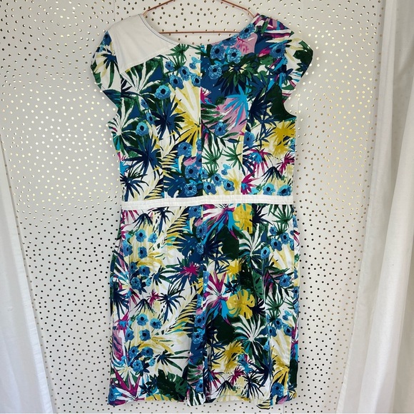 eShakti Tropical Floral Cap Sleeve Sheath Dress - Picture 3 of 16